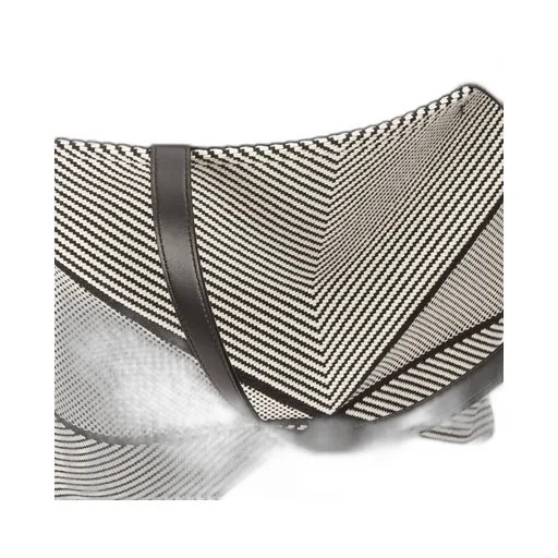XL Puzzle Fold tote in canvas jacquard and calfskin