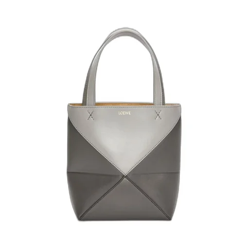 Mini Puzzle Fold Tote in shiny calfskin