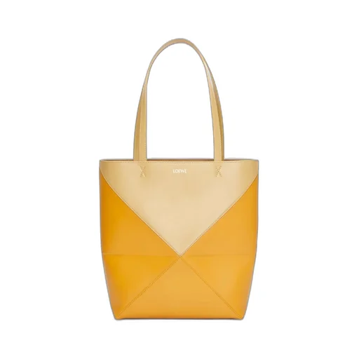 Puzzle Fold Tote in shiny calfskin