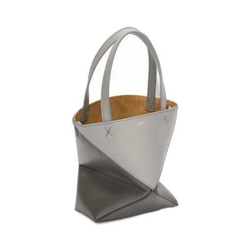 Mini Puzzle Fold Tote in shiny calfskin