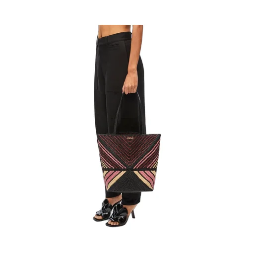 Puzzle Fold Tote in raffia