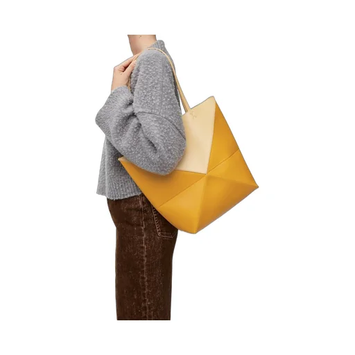 Puzzle Fold Tote in shiny calfskin