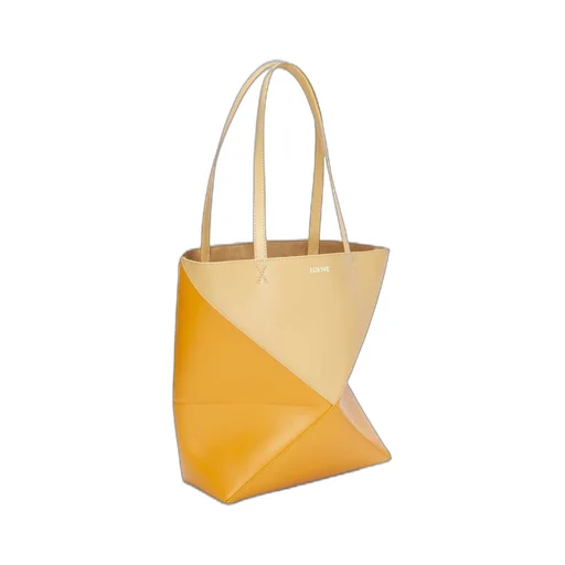 Puzzle Fold Tote in shiny calfskin