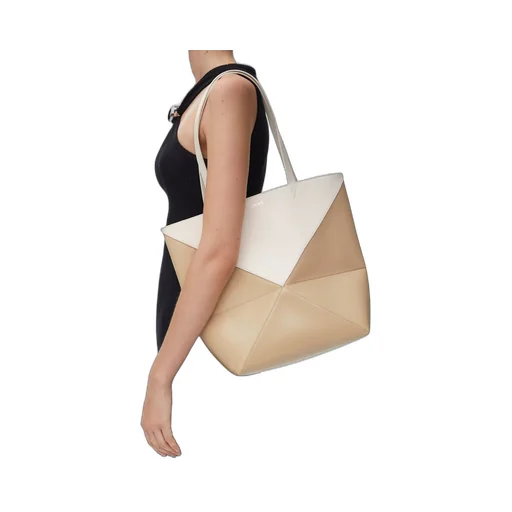 Puzzle Fold Tote in shiny calfskin