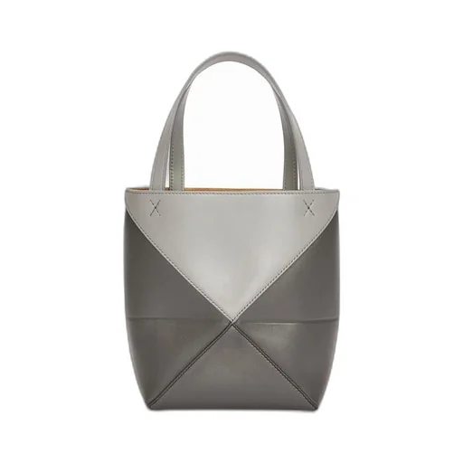 Mini Puzzle Fold Tote in shiny calfskin