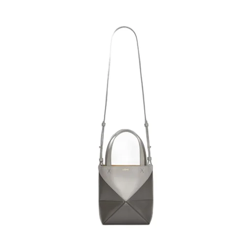 Mini Puzzle Fold Tote in shiny calfskin