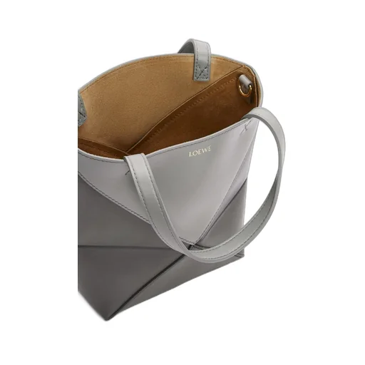 Mini Puzzle Fold Tote in shiny calfskin