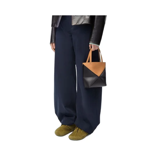 Mini Puzzle Fold Tote in shiny calfskin