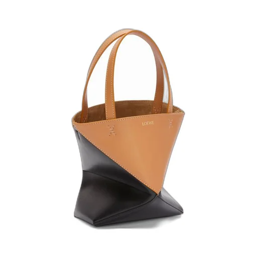 Mini Puzzle Fold Tote in shiny calfskin