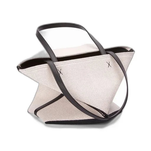 Medium Puzzle Fold tote in canvas jacquard and calfskin