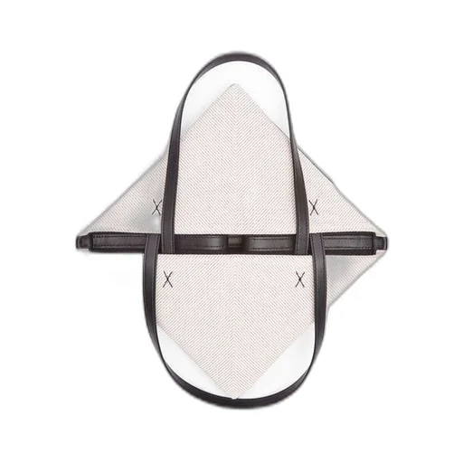 Medium Puzzle Fold tote in canvas jacquard and calfskin