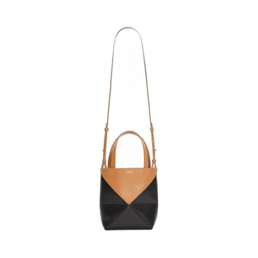Mini Puzzle Fold Tote in shiny calfskin