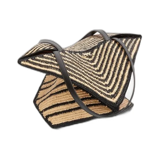 Puzzle Fold Tote in raffia