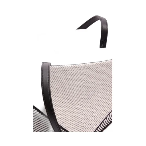 Medium Puzzle Fold tote in canvas jacquard and calfskin