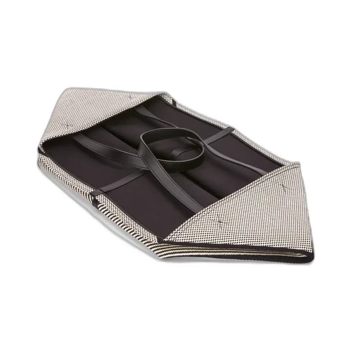 XXL Puzzle Fold tote in canvas jacquard and calfskin