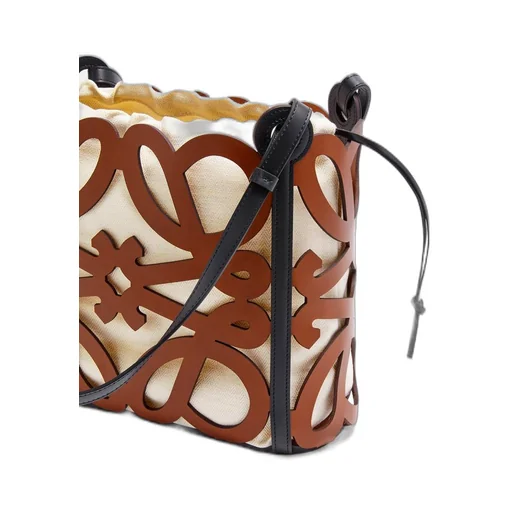 Small Anagram cut-out tote in calfskin