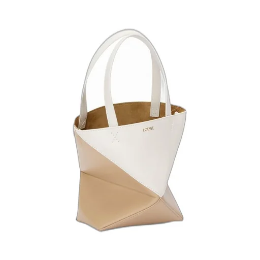 Mini Puzzle Fold Tote in shiny calfskin