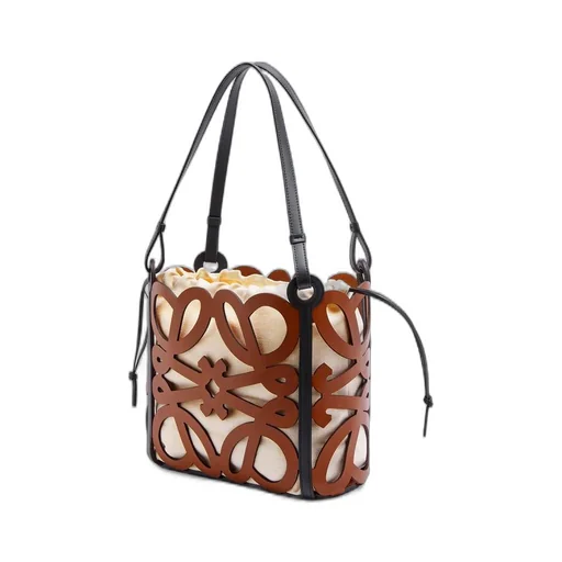 Small Anagram cut-out tote in calfskin