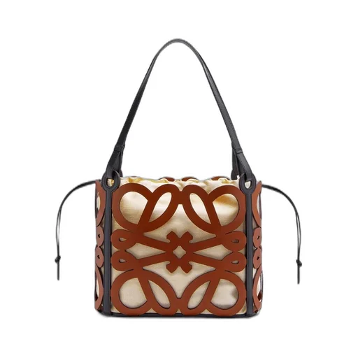 Small Anagram cut-out tote in calfskin