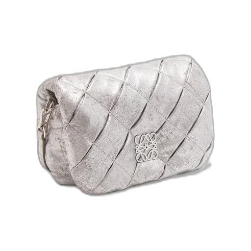 Mini Puffer Goya bag in pleated metallic leather