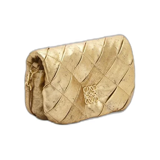 Mini Puffer Goya bag in pleated metallic leather