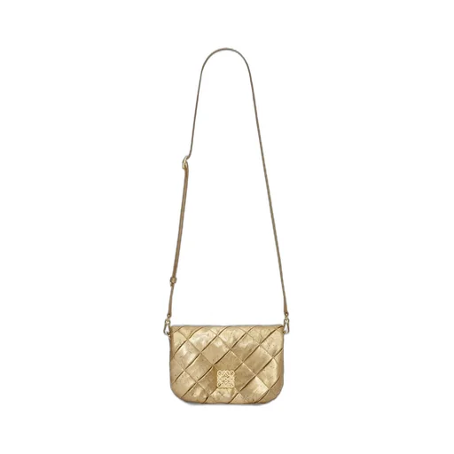 Mini Puffer Goya bag in pleated metallic leather