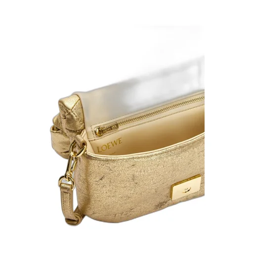 Mini Puffer Goya bag in pleated metallic leather