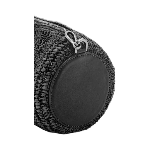 Bracelet pouch in raffia and calfskin