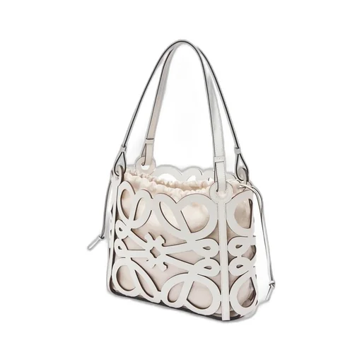 Small Anagram cut-out tote in box calfskin