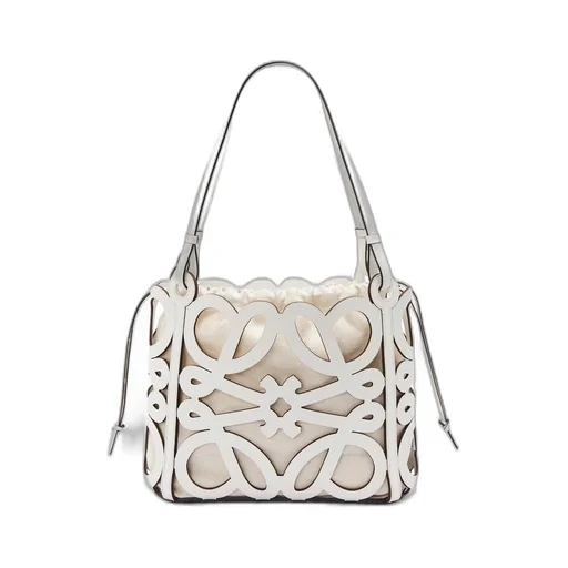 Small Anagram cut-out tote in box calfskin