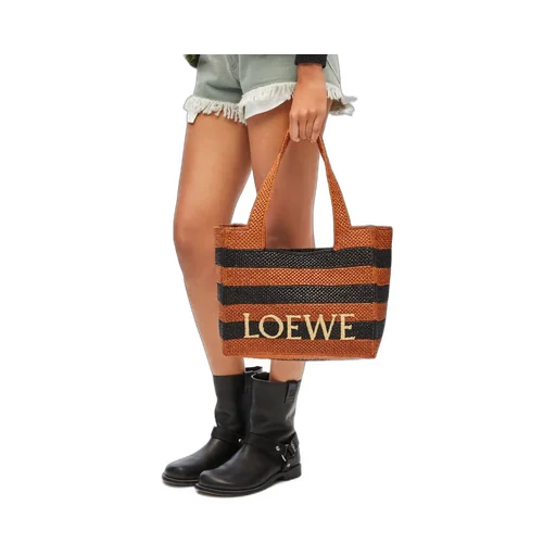 Medium LOEWE Font tote in raffia