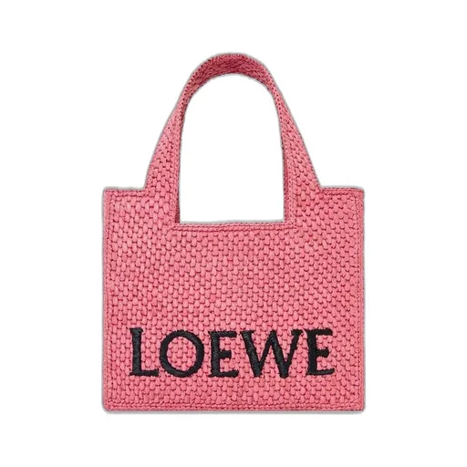Mini LOEWE Font Tote in raffia