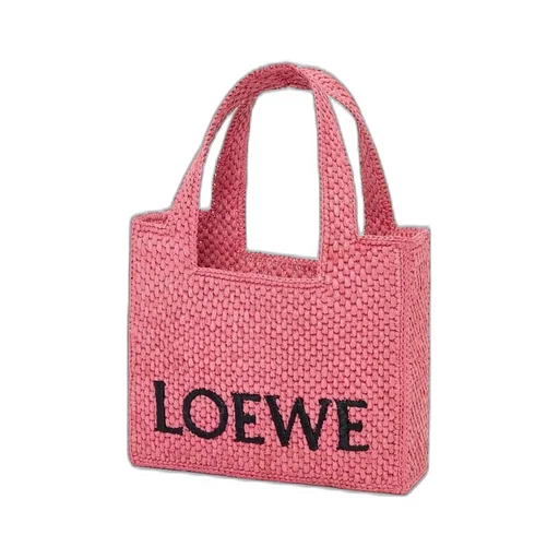 Mini LOEWE Font Tote in raffia