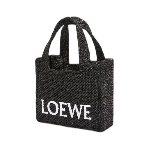 Mini LOEWE Font Tote in raffia