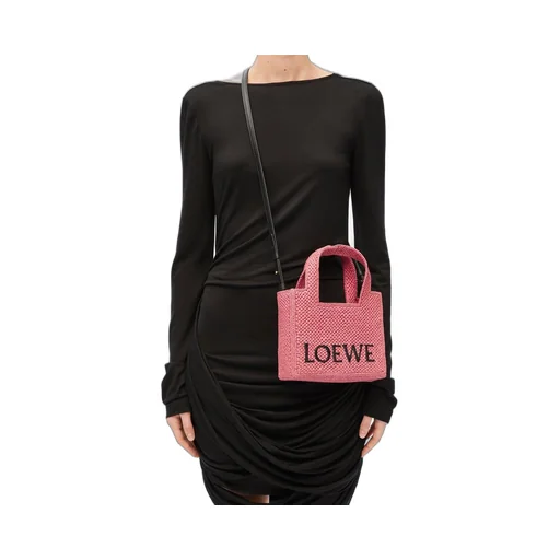 Mini LOEWE Font Tote in raffia
