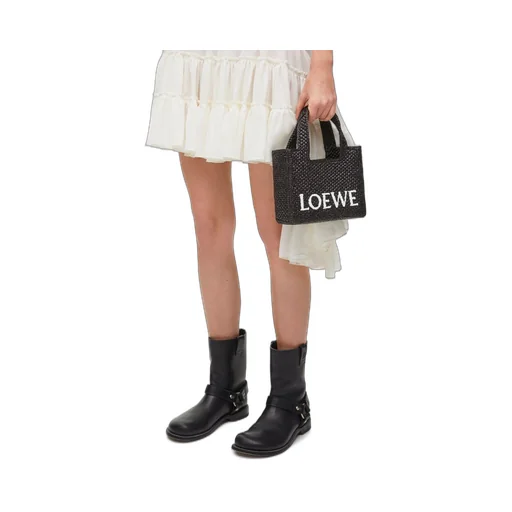 Mini LOEWE Font Tote in raffia