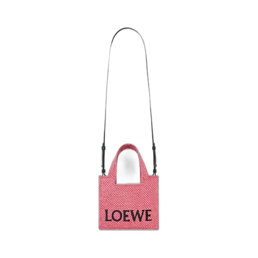 Mini LOEWE Font Tote in raffia