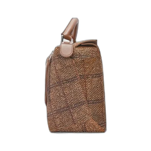 Large Puzzle Edge in tartan brushed suede