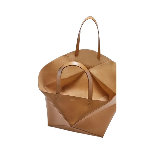 XXL Puzzle Fold Tote in shiny calfskin