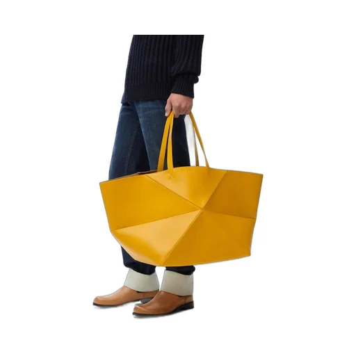 XXL Puzzle Fold Tote in shiny calfskin