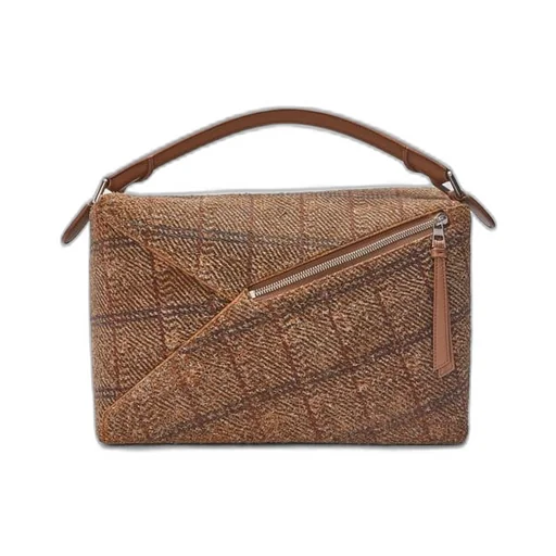 Large Puzzle Edge in tartan brushed suede