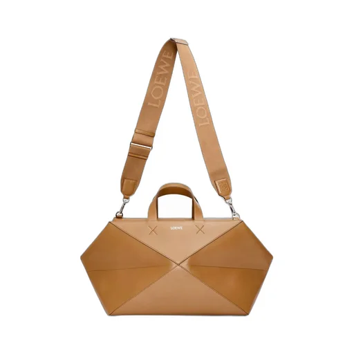 Medium Puzzle Fold duffle in shiny calfskin
