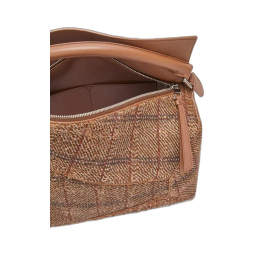 Large Puzzle Edge in tartan brushed suede