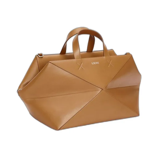 Medium Puzzle Fold duffle in shiny calfskin