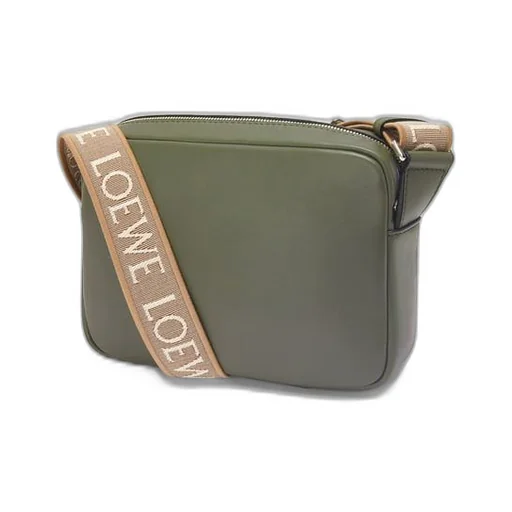 XS Military messenger bag in supple smooth calfskin and jacquard