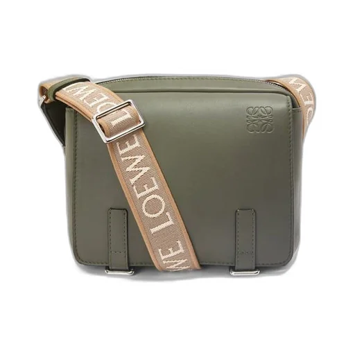XS Military messenger bag in supple smooth calfskin and jacquard