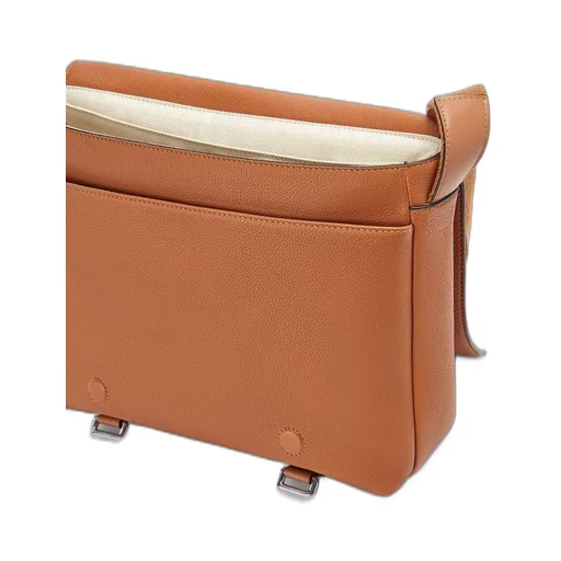 Military Messenger bag in soft grained calfskin