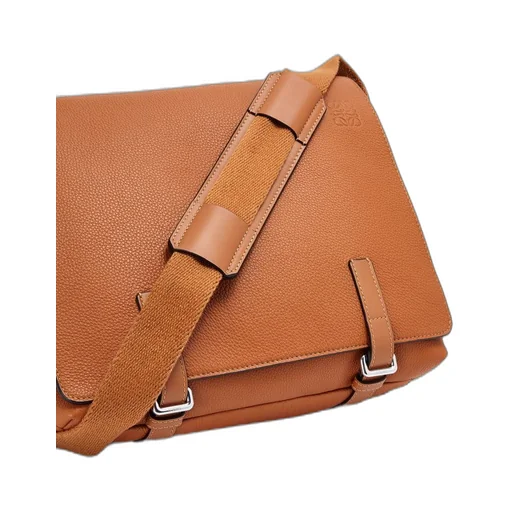 Military Messenger bag in soft grained calfskin