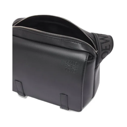 XS Military messenger bag in supple smooth calfskin and jacquard