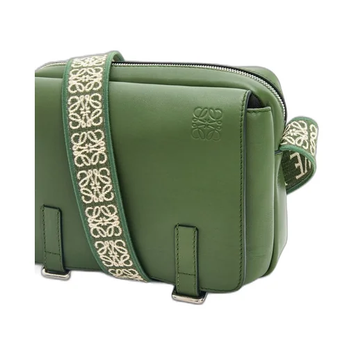 XS Military messenger bag in supple smooth calfskin and jacquard